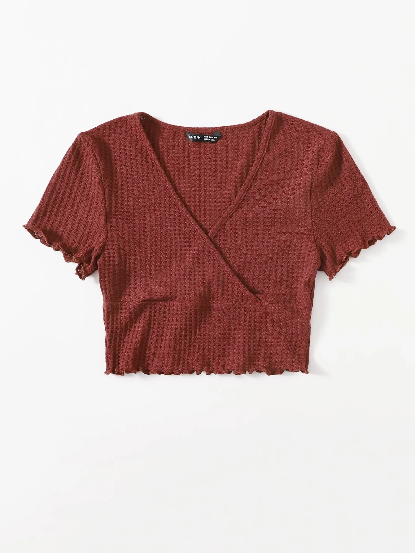 Surplice Neck Lettuce Trim Tee