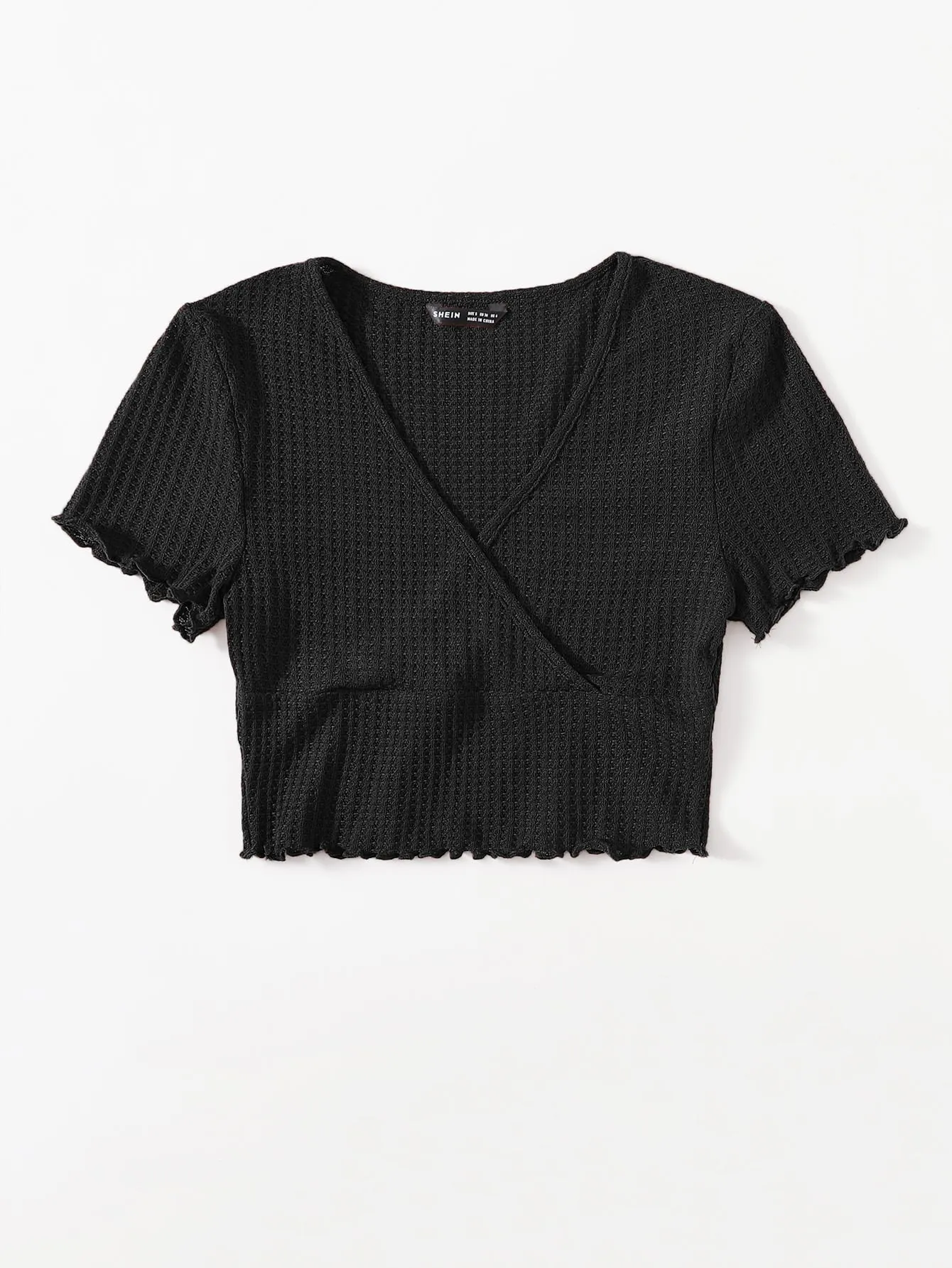 Surplice Neck Lettuce Trim Tee
