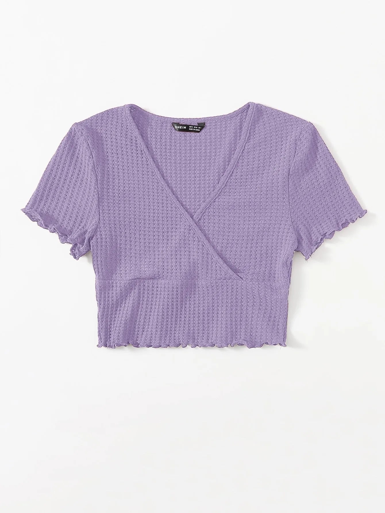 Surplice Neck Lettuce Trim Tee