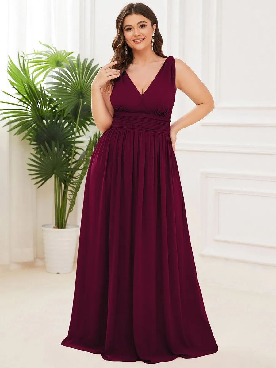 Taille personnalisée Robe de soirée sans manches plissé chiffon