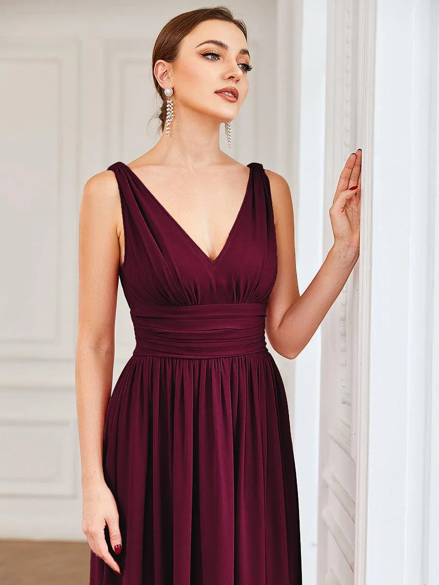 Taille personnalisée Robe de soirée sans manches plissé chiffon