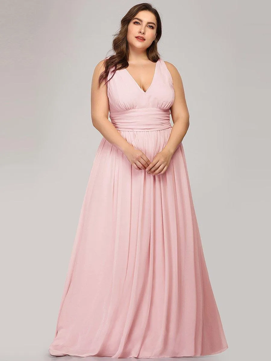 Taille personnalisée Robe de soirée sans manches plissé chiffon
