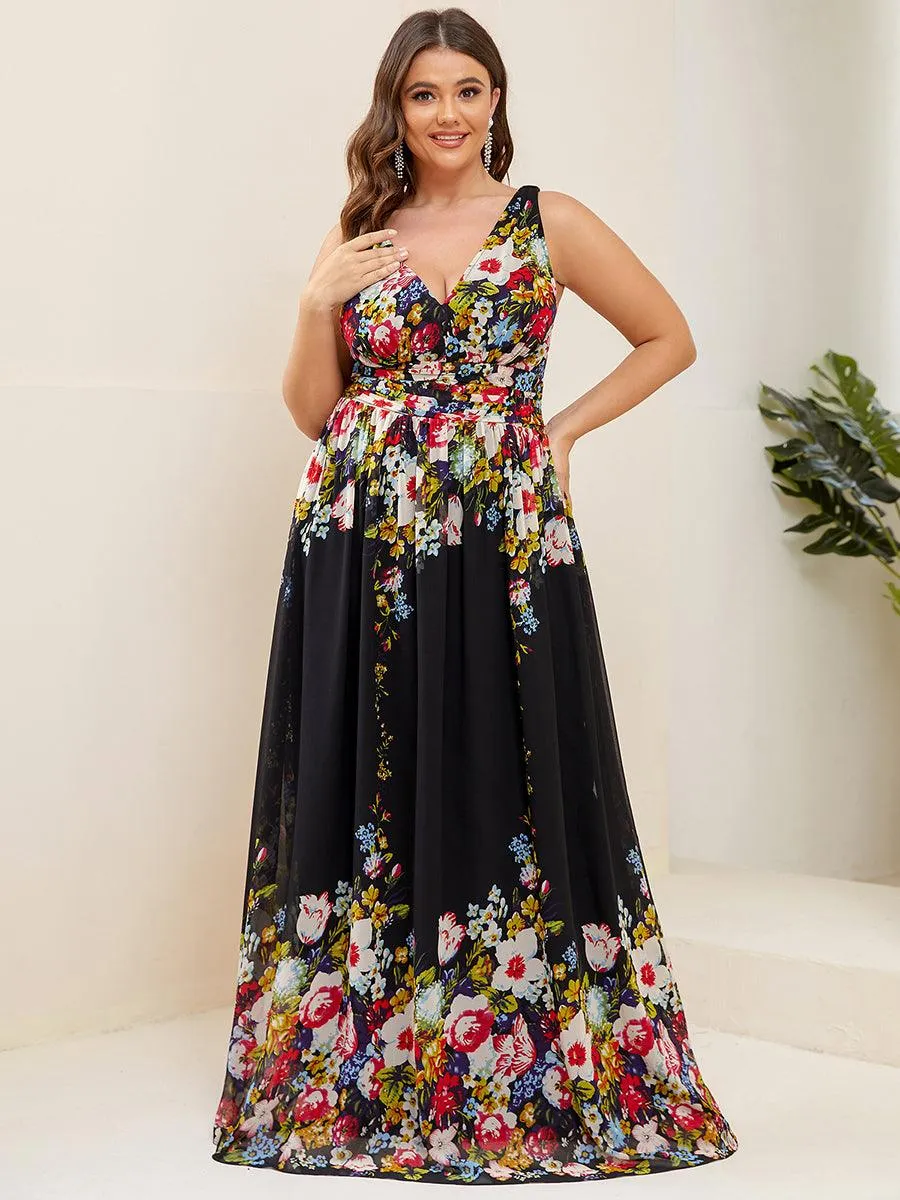 Taille personnalisée Robe de soirée sans manches plissé chiffon