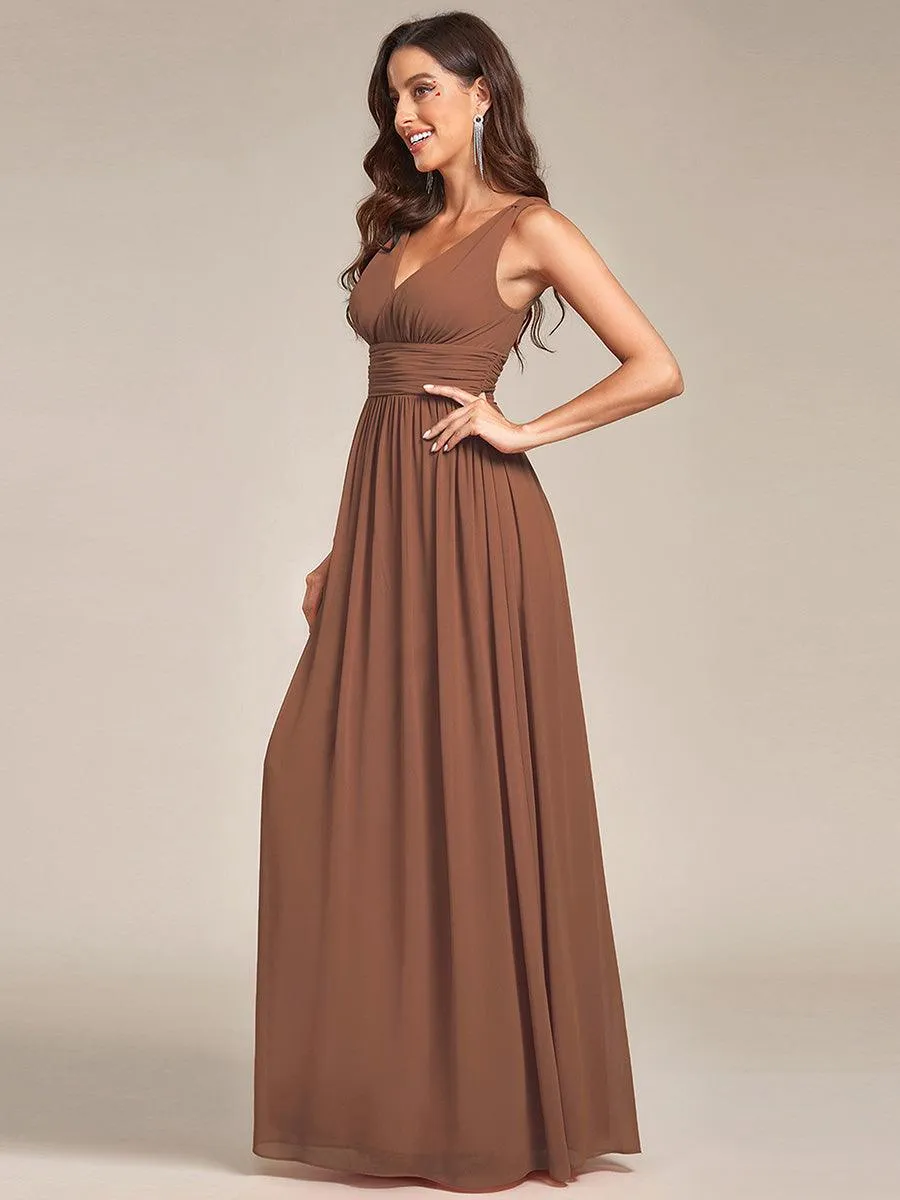 Taille personnalisée Robe de soirée sans manches plissé chiffon