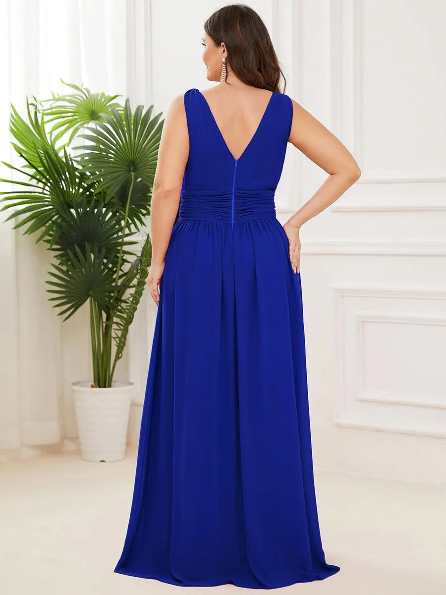 Taille personnalisée Robe de soirée sans manches plissé chiffon
