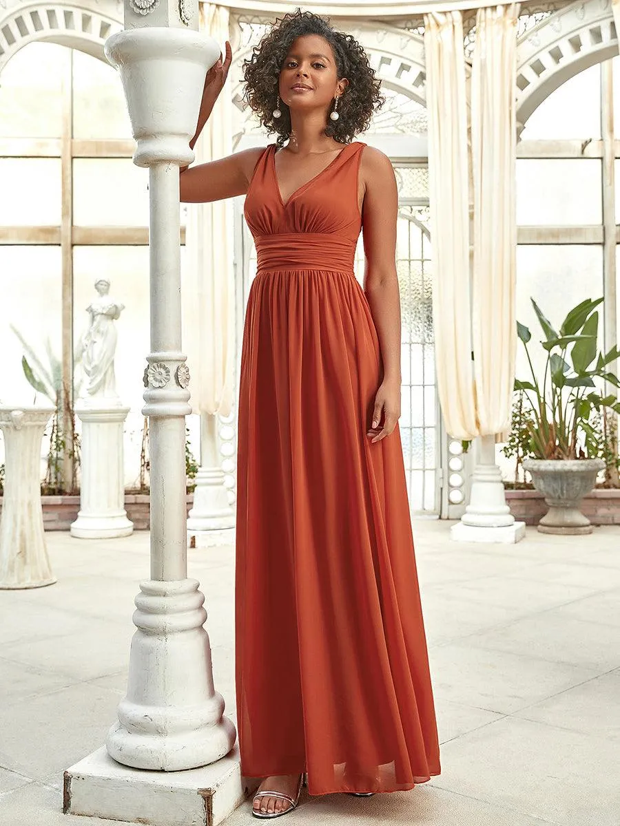 Taille personnalisée Robe de soirée sans manches plissé chiffon
