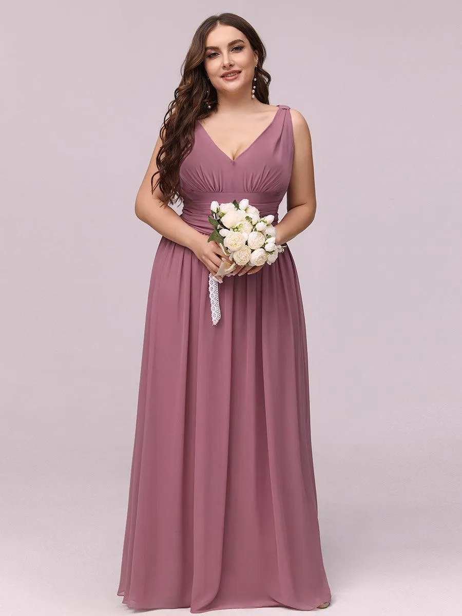 Taille personnalisée Robe de soirée sans manches plissé chiffon