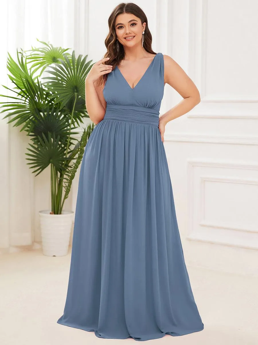 Taille personnalisée Robe de soirée sans manches plissé chiffon