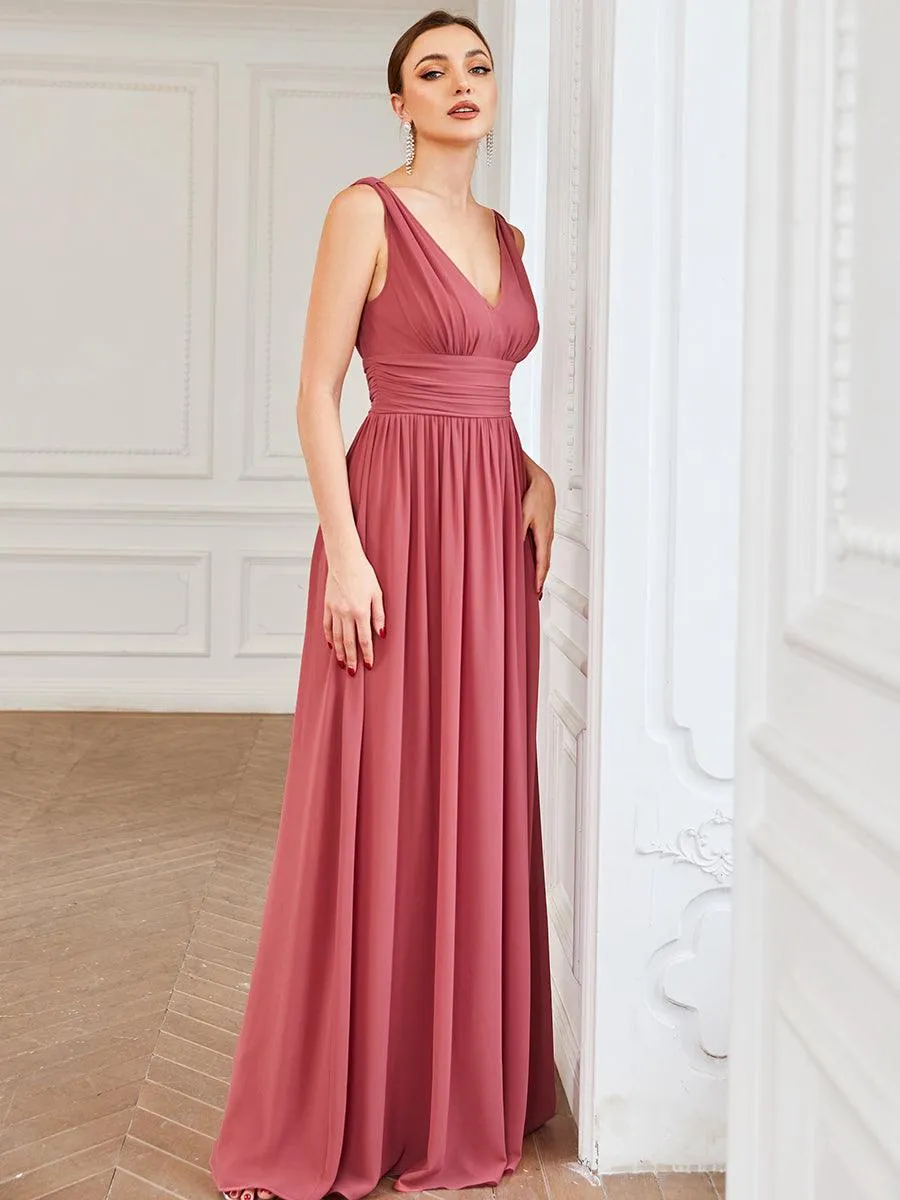 Taille personnalisée Robe de soirée sans manches plissé chiffon