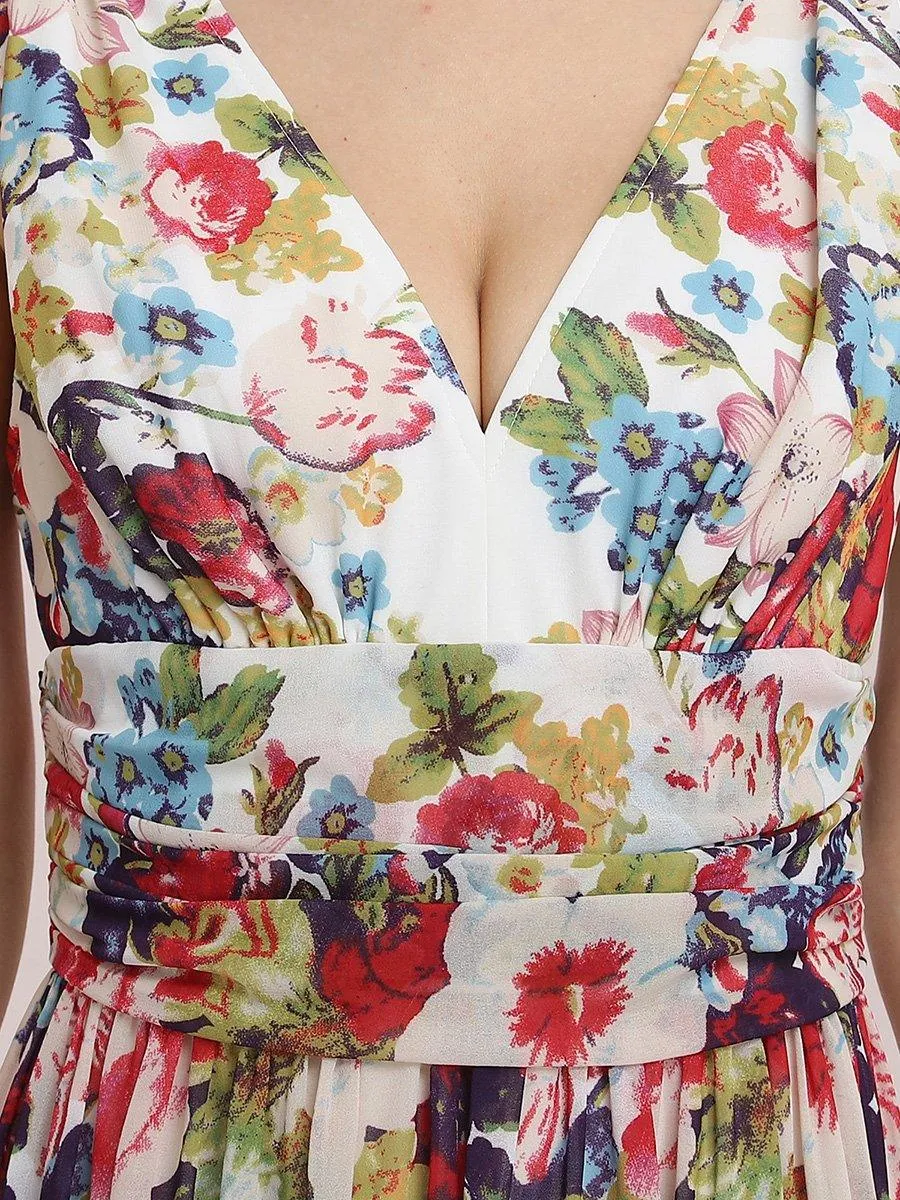 Taille personnalisée Robe de soirée sans manches plissé chiffon