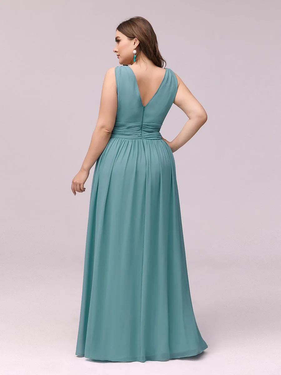 Taille personnalisée Robe de soirée sans manches plissé chiffon