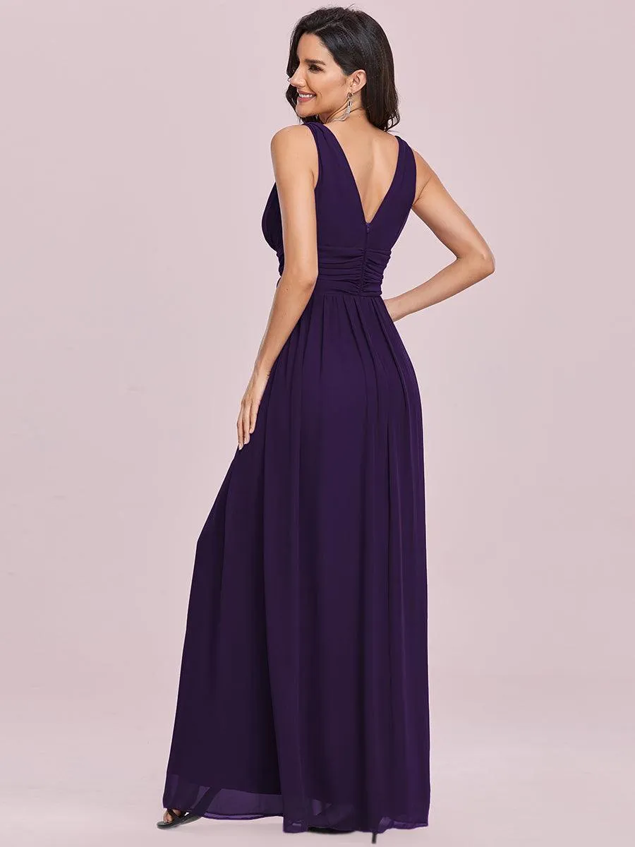 Taille personnalisée Robe de soirée sans manches plissé chiffon