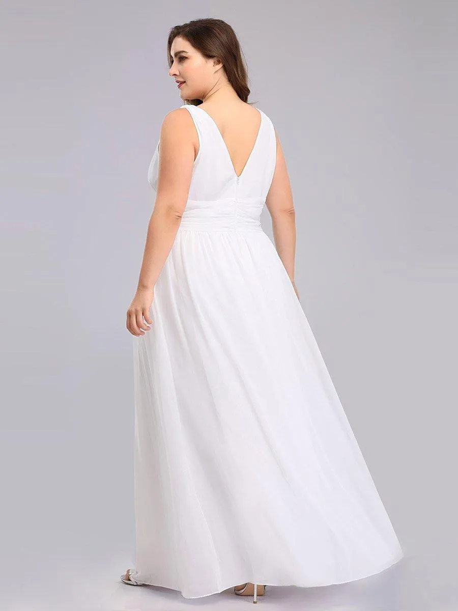 Taille personnalisée Robe de soirée sans manches plissé chiffon