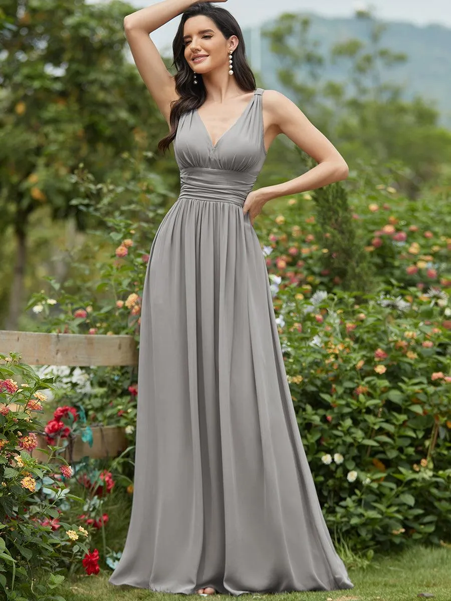 Taille personnalisée Robe de soirée sans manches plissé chiffon
