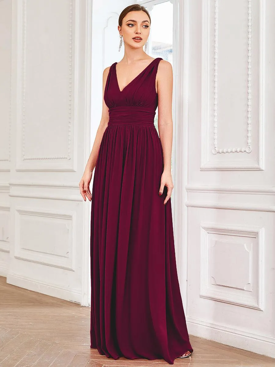 Taille personnalisée Robe de soirée sans manches plissé chiffon