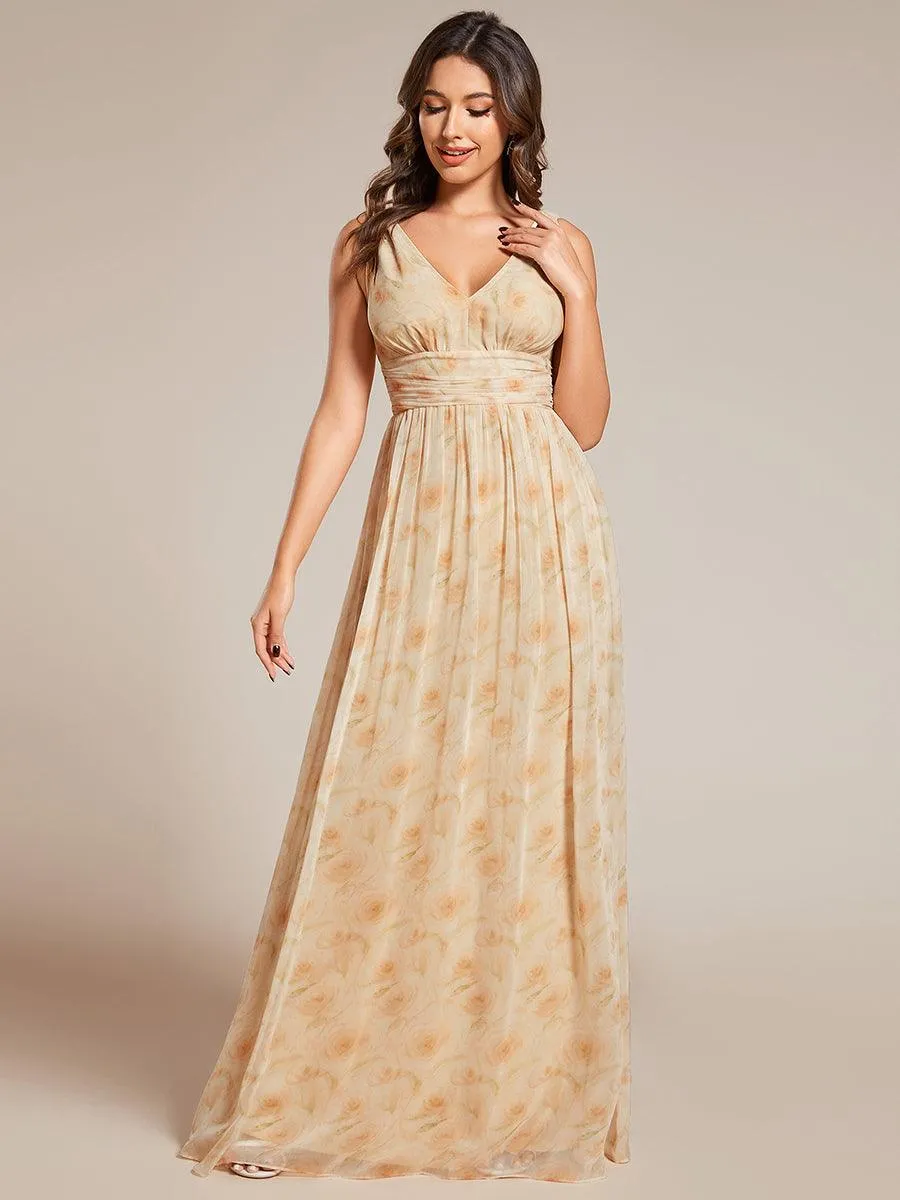 Taille personnalisée Robe de soirée sans manches plissé chiffon