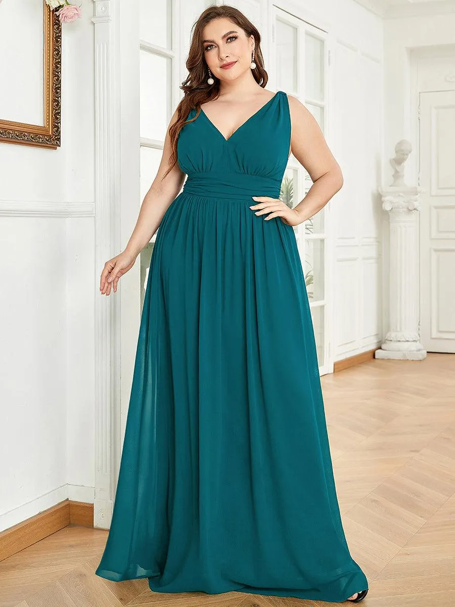 Taille personnalisée Robe de soirée sans manches plissé chiffon