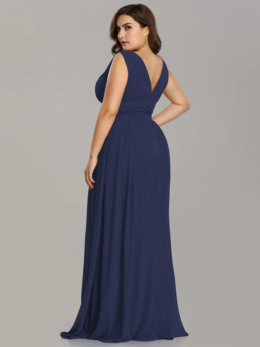 Taille personnalisée Robe de soirée sans manches plissé chiffon