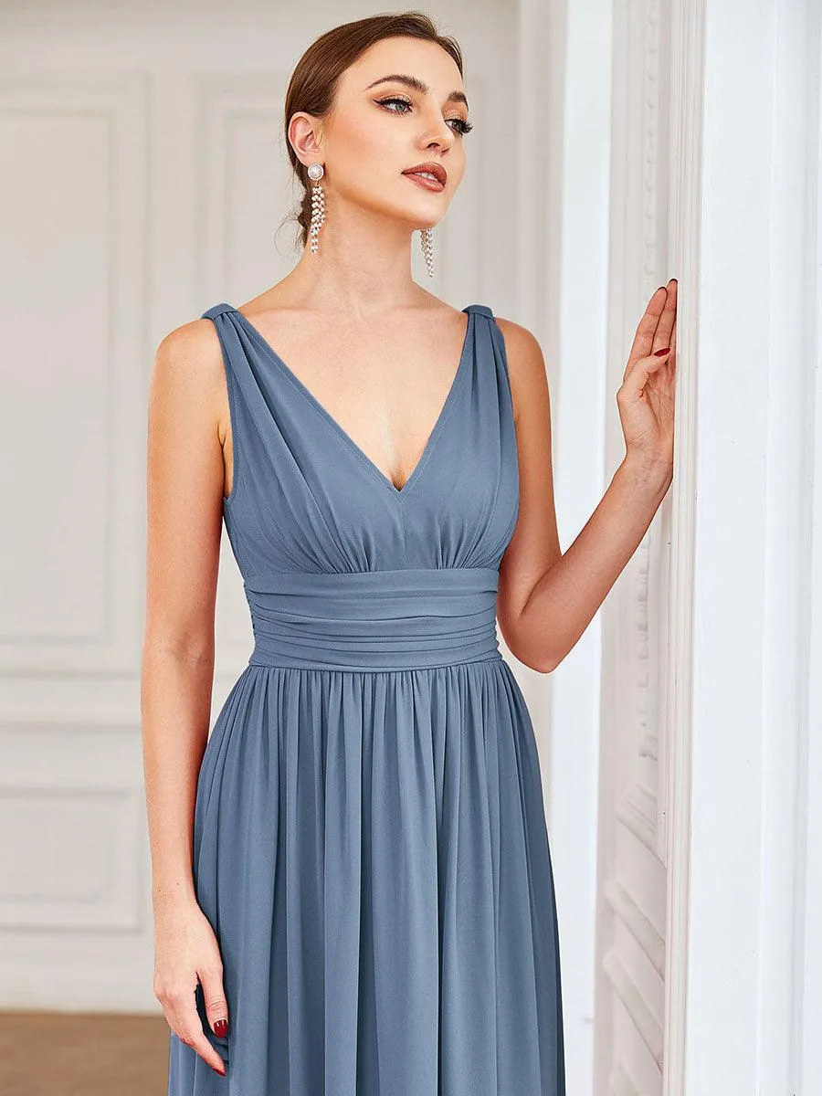 Taille personnalisée Robe de soirée sans manches plissé chiffon