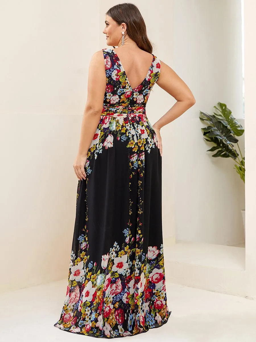 Taille personnalisée Robe de soirée sans manches plissé chiffon
