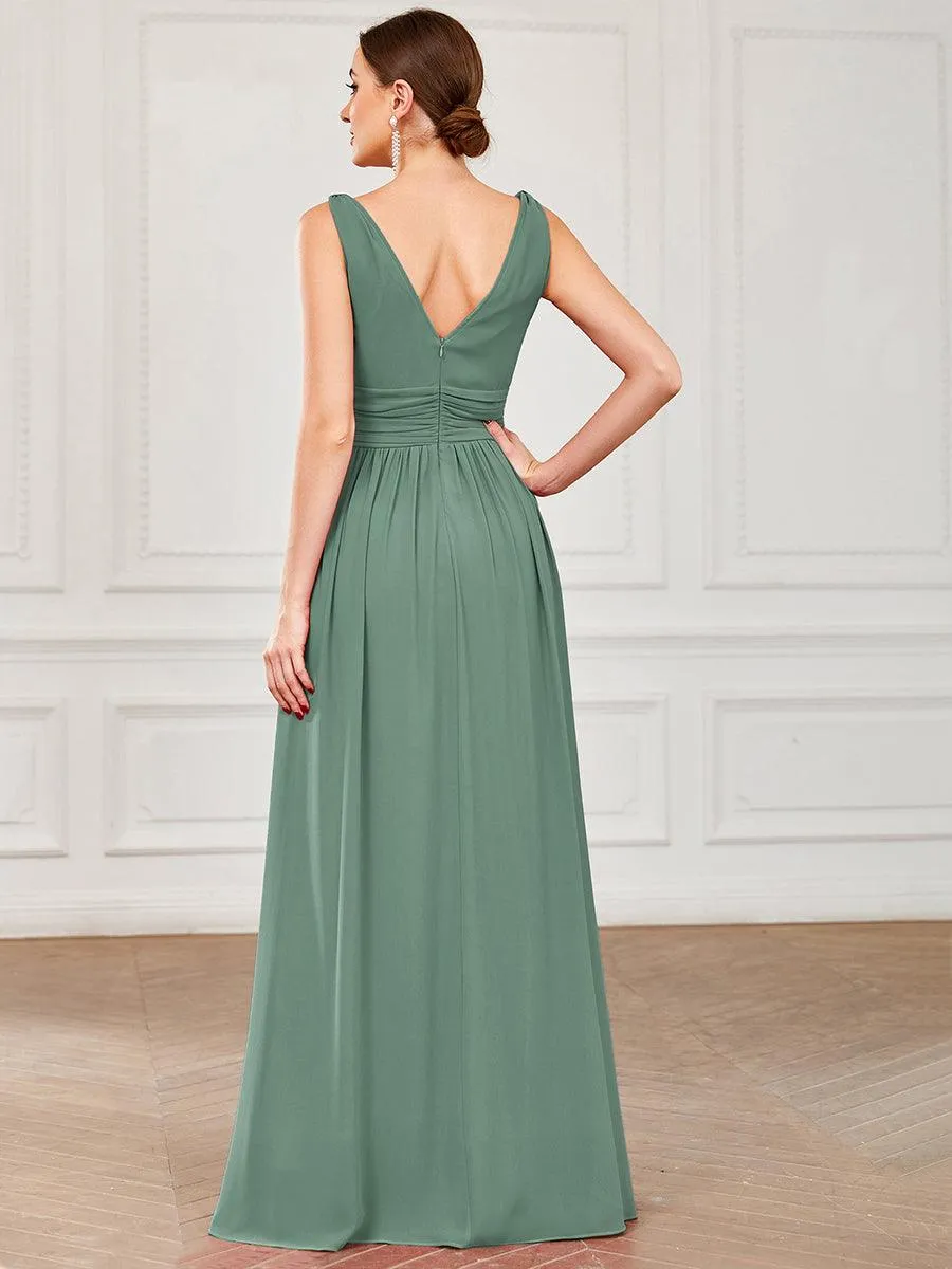 Taille personnalisée Robe de soirée sans manches plissé chiffon