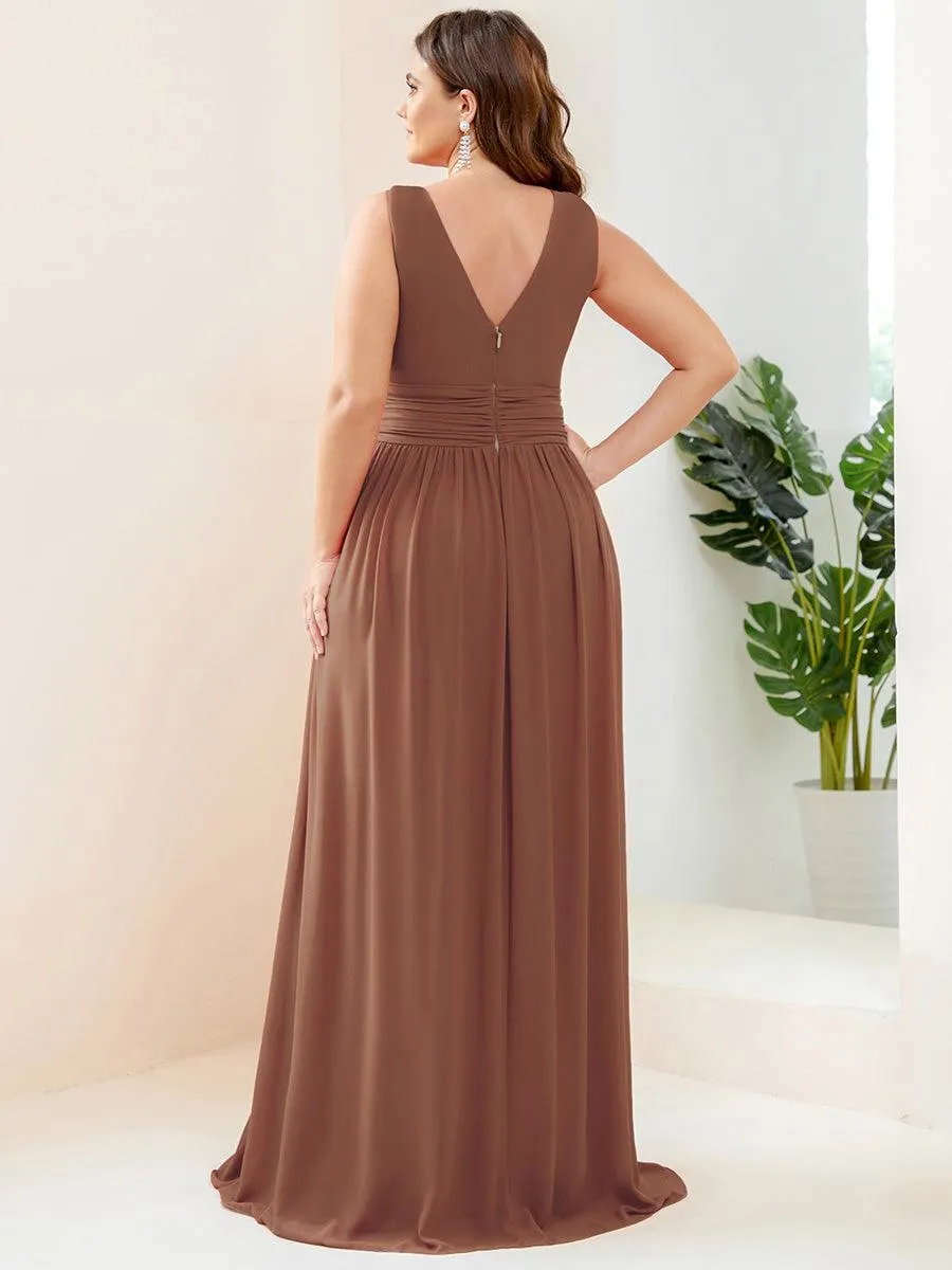 Taille personnalisée Robe de soirée sans manches plissé chiffon