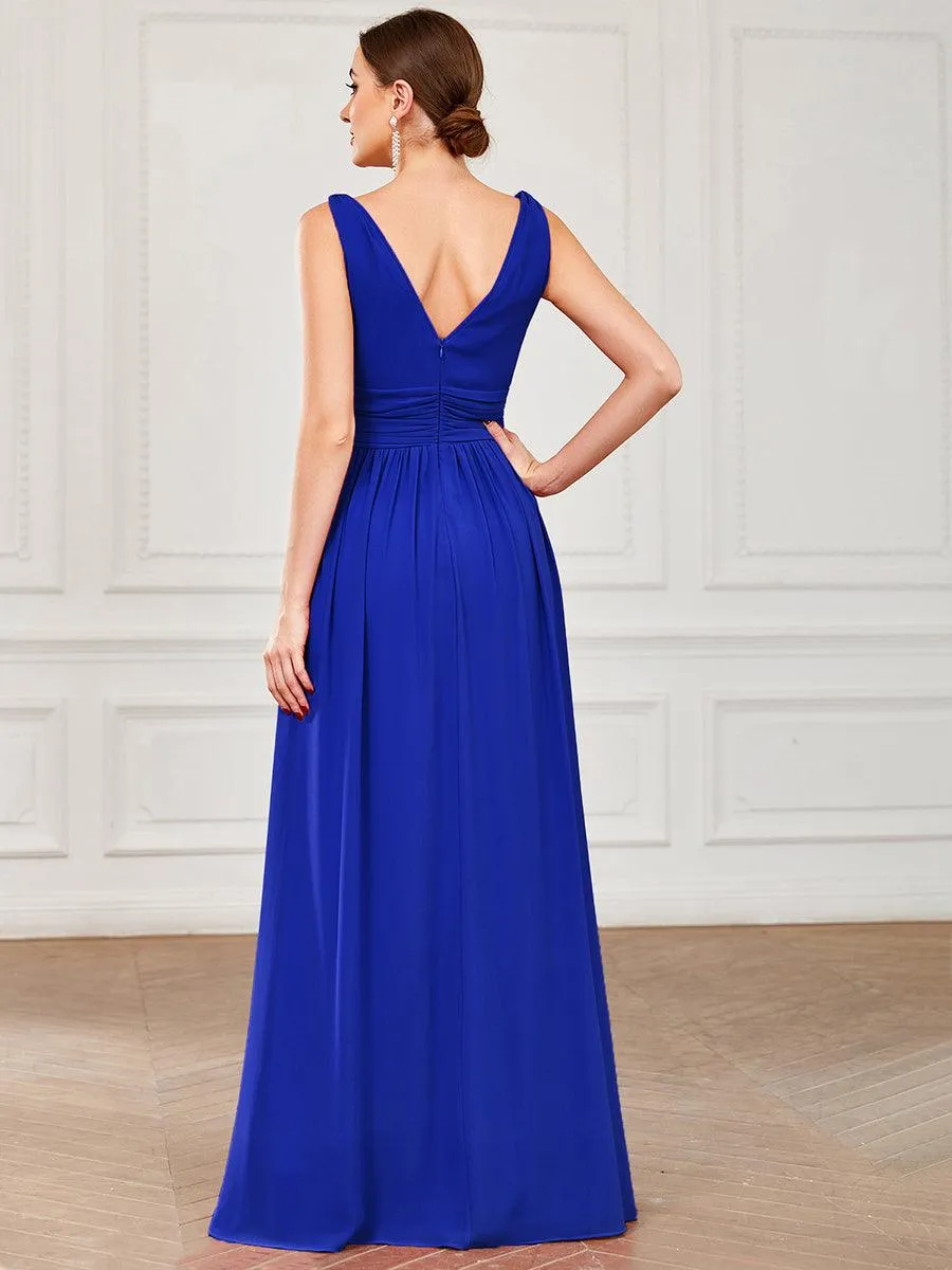 Taille personnalisée Robe de soirée sans manches plissé chiffon