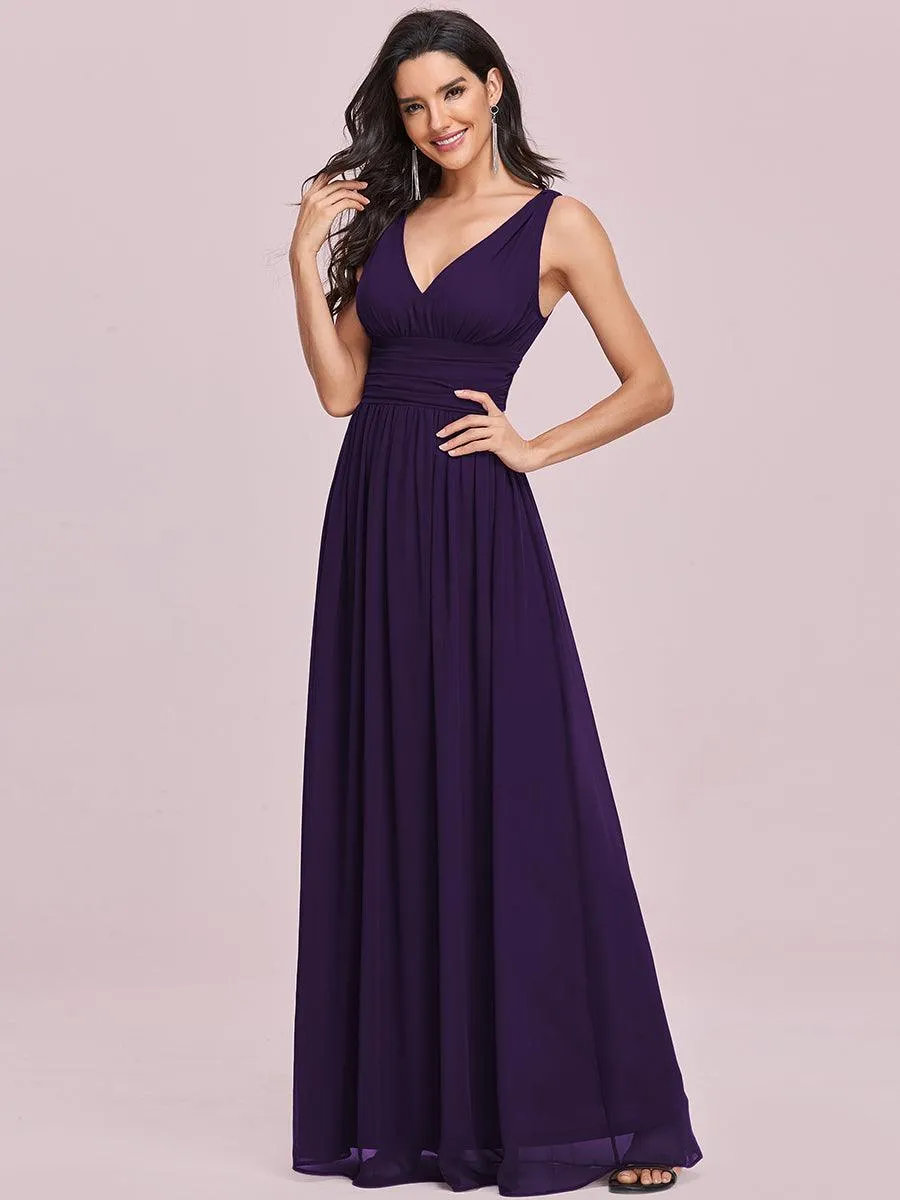Taille personnalisée Robe de soirée sans manches plissé chiffon