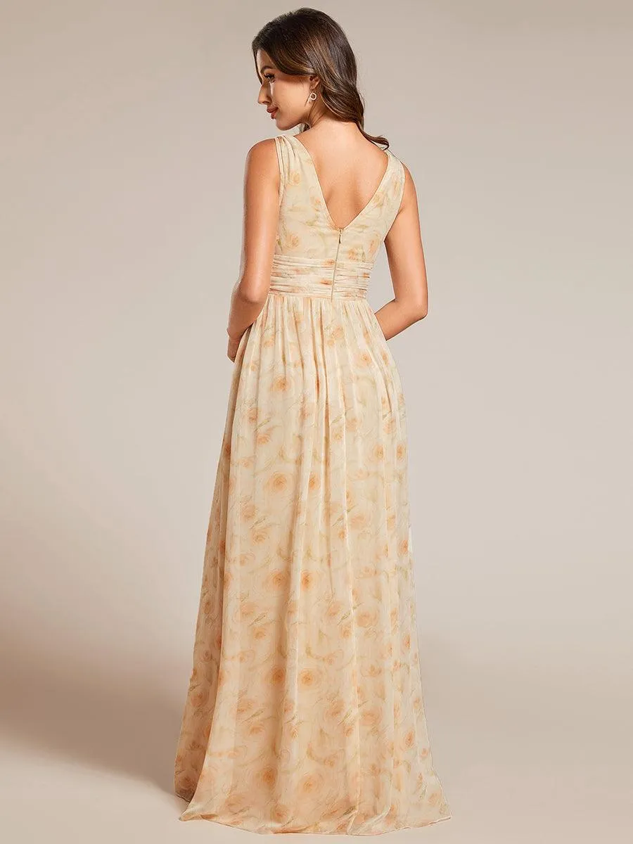 Taille personnalisée Robe de soirée sans manches plissé chiffon