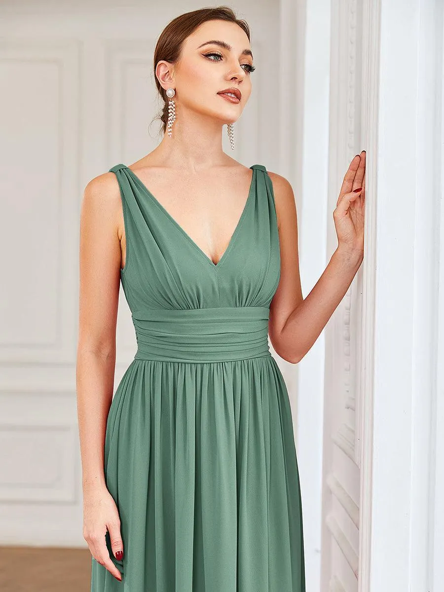 Taille personnalisée Robe de soirée sans manches plissé chiffon