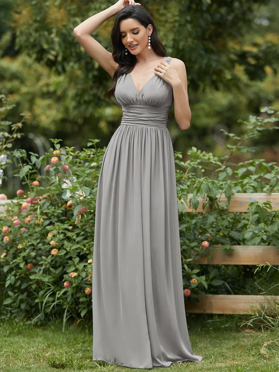 Taille personnalisée Robe de soirée sans manches plissé chiffon