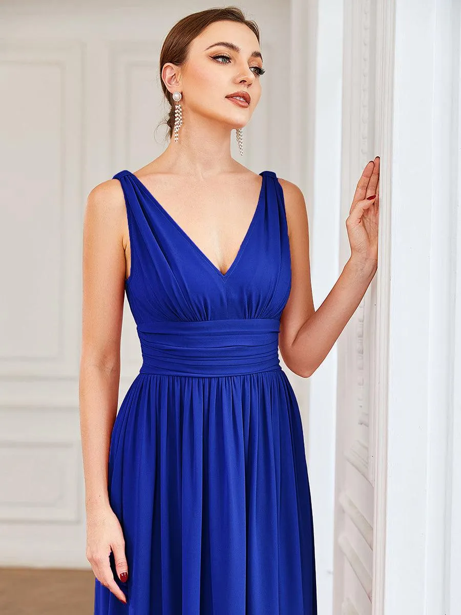Taille personnalisée Robe de soirée sans manches plissé chiffon
