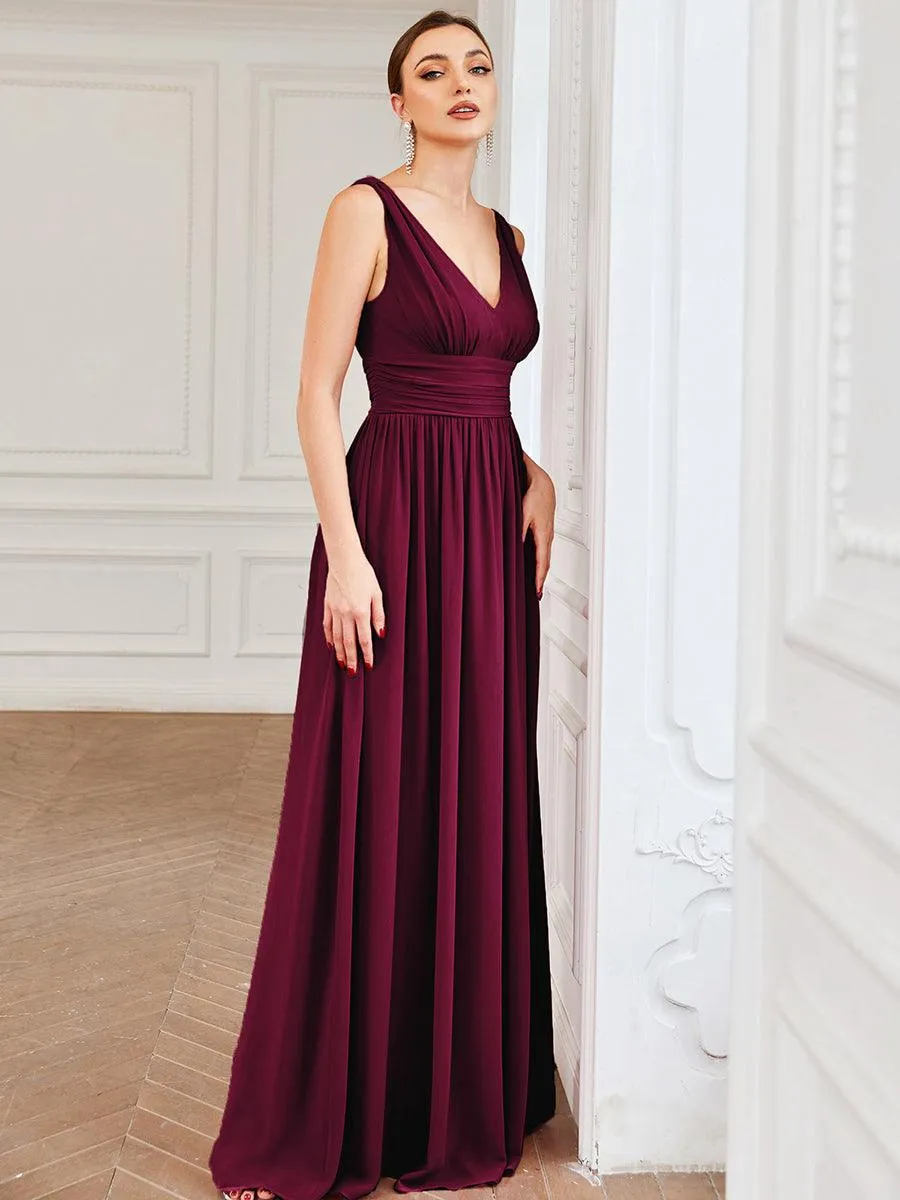 Taille personnalisée Robe de soirée sans manches plissé chiffon