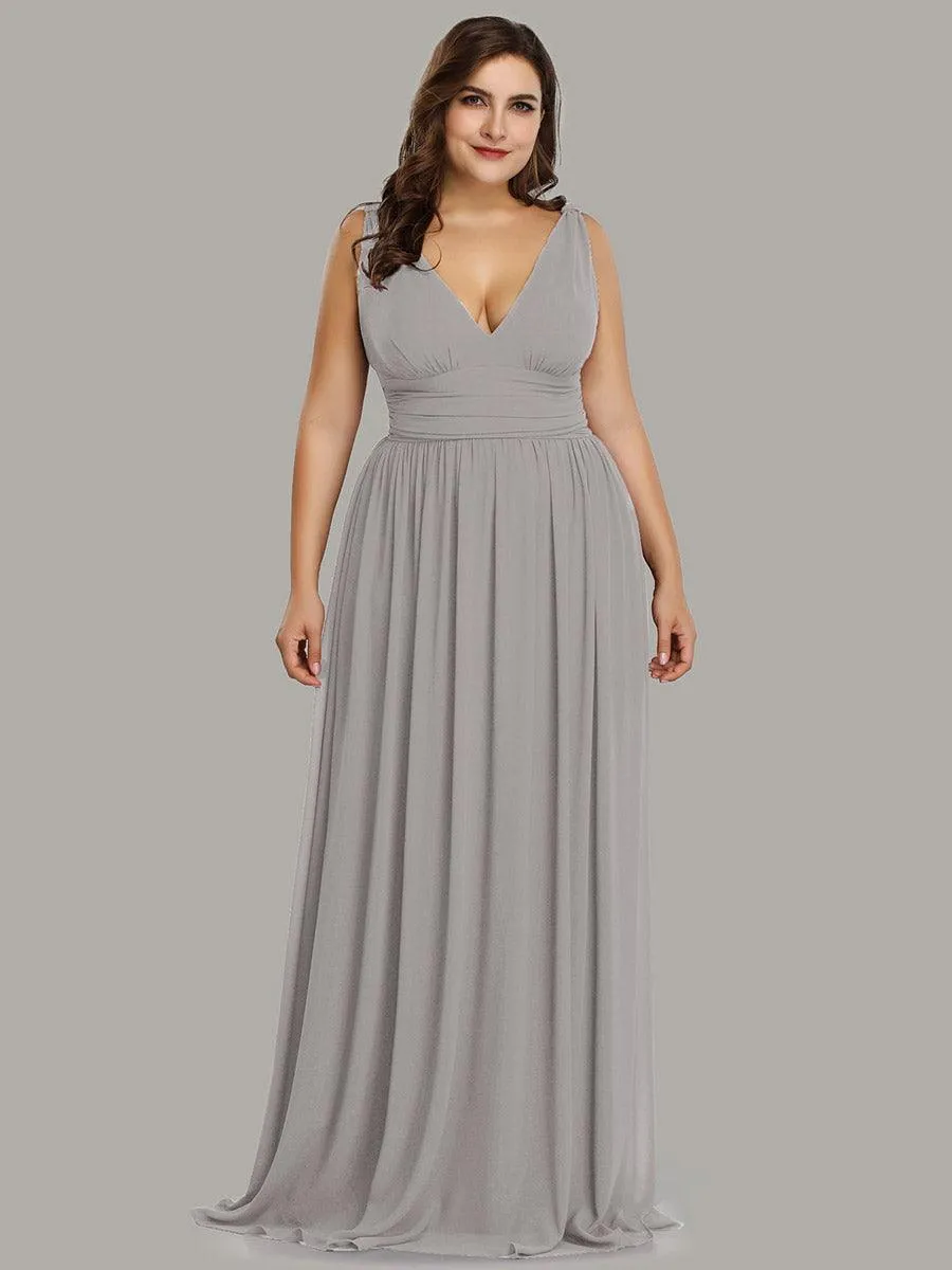 Taille personnalisée Robe de soirée sans manches plissé chiffon