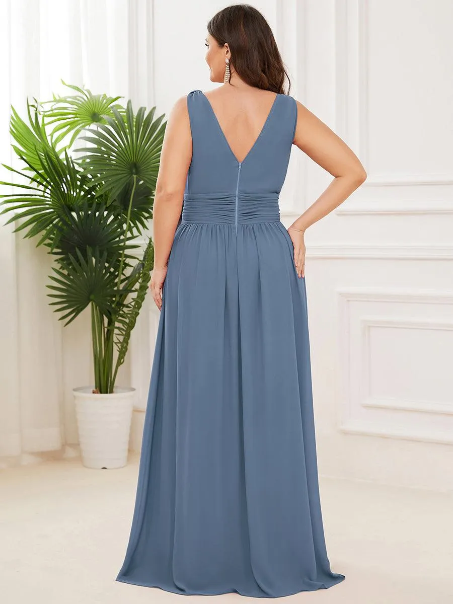 Taille personnalisée Robe de soirée sans manches plissé chiffon