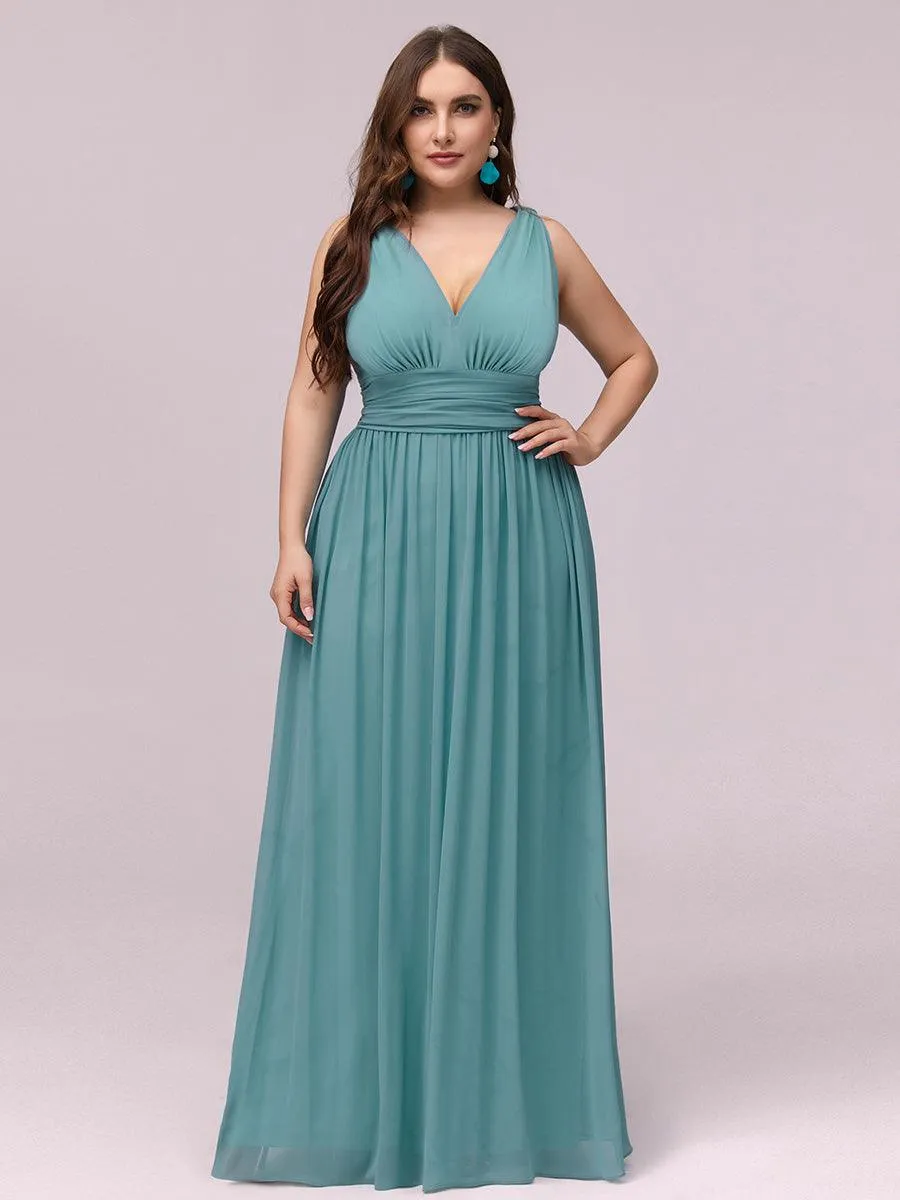 Taille personnalisée Robe de soirée sans manches plissé chiffon
