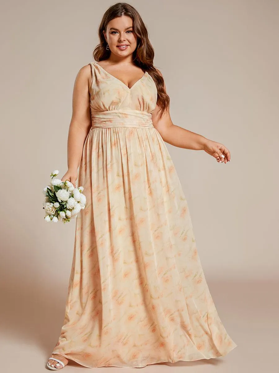 Taille personnalisée Robe de soirée sans manches plissé chiffon