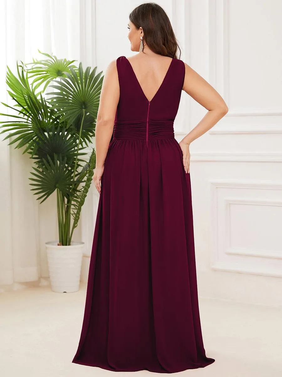 Taille personnalisée Robe de soirée sans manches plissé chiffon