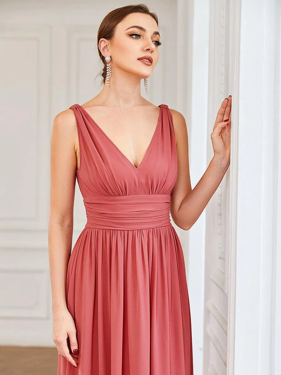 Taille personnalisée Robe de soirée sans manches plissé chiffon