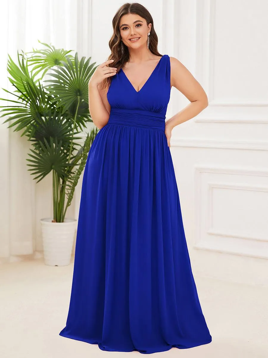 Taille personnalisée Robe de soirée sans manches plissé chiffon
