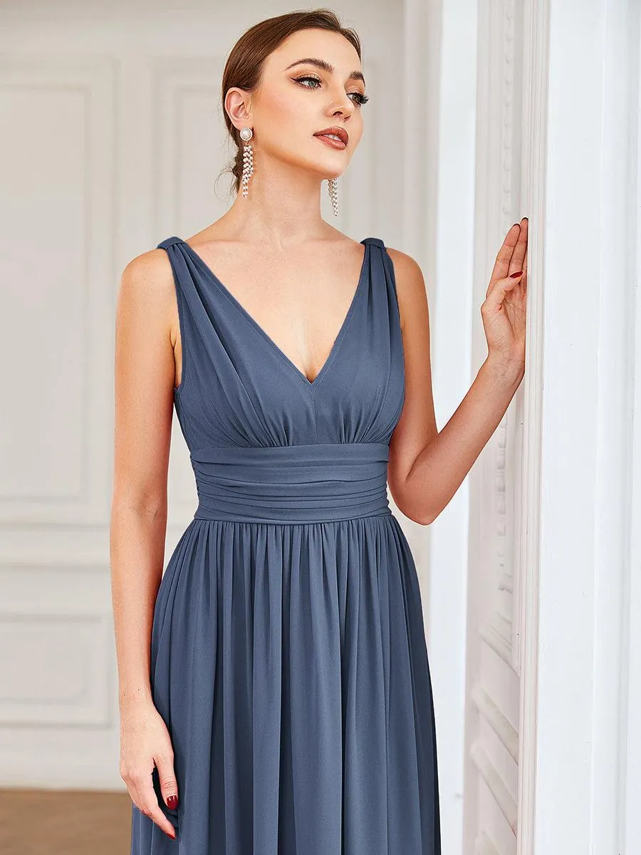 Taille personnalisée Robe de soirée sans manches plissé chiffon