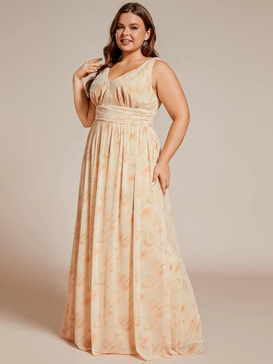 Taille personnalisée Robe de soirée sans manches plissé chiffon