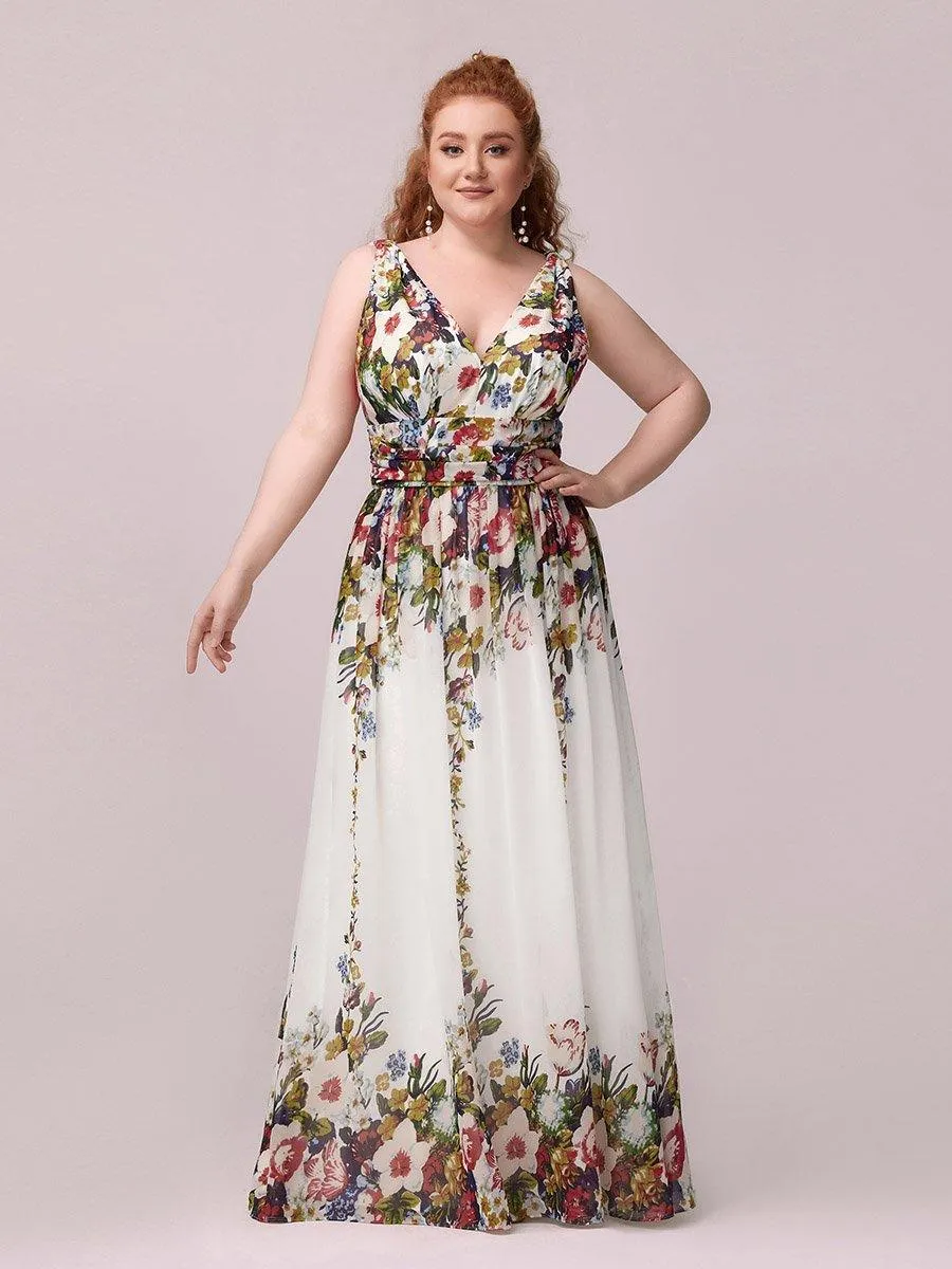 Taille personnalisée Robe de soirée sans manches plissé chiffon