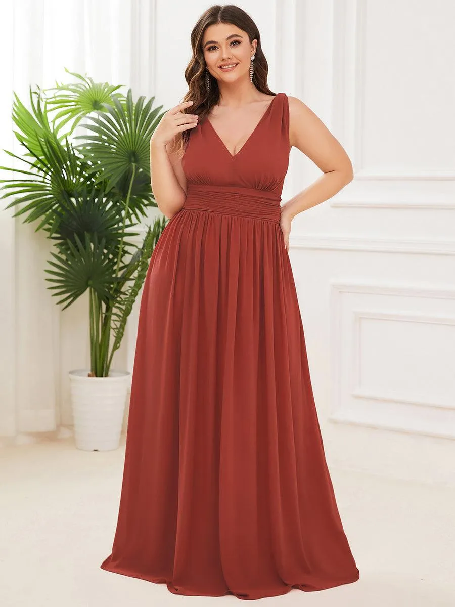 Taille personnalisée Robe de soirée sans manches plissé chiffon