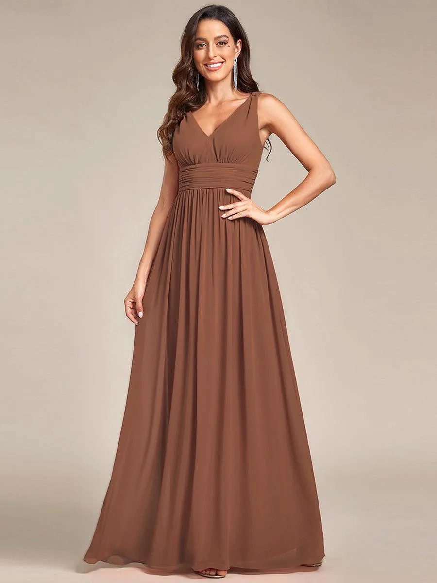 Taille personnalisée Robe de soirée sans manches plissé chiffon