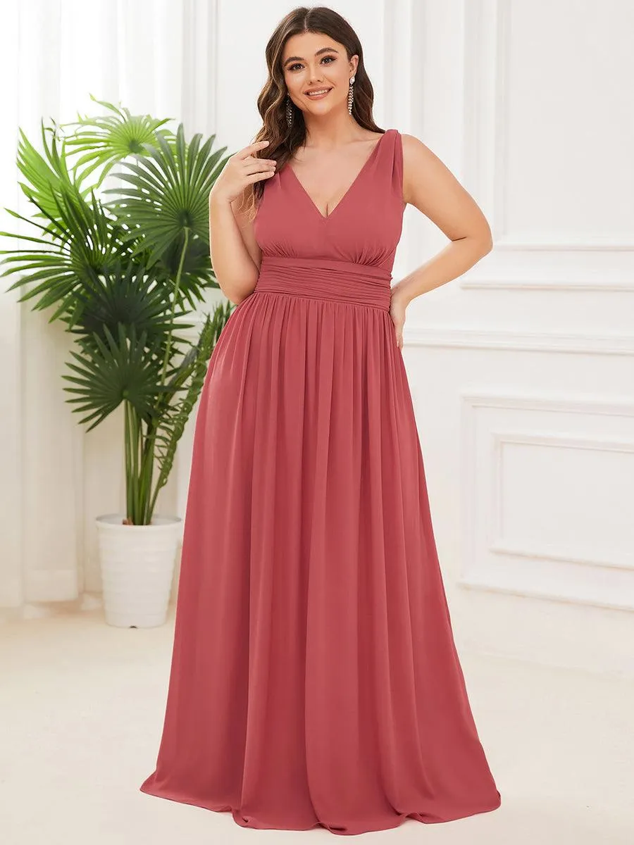 Taille personnalisée Robe de soirée sans manches plissé chiffon