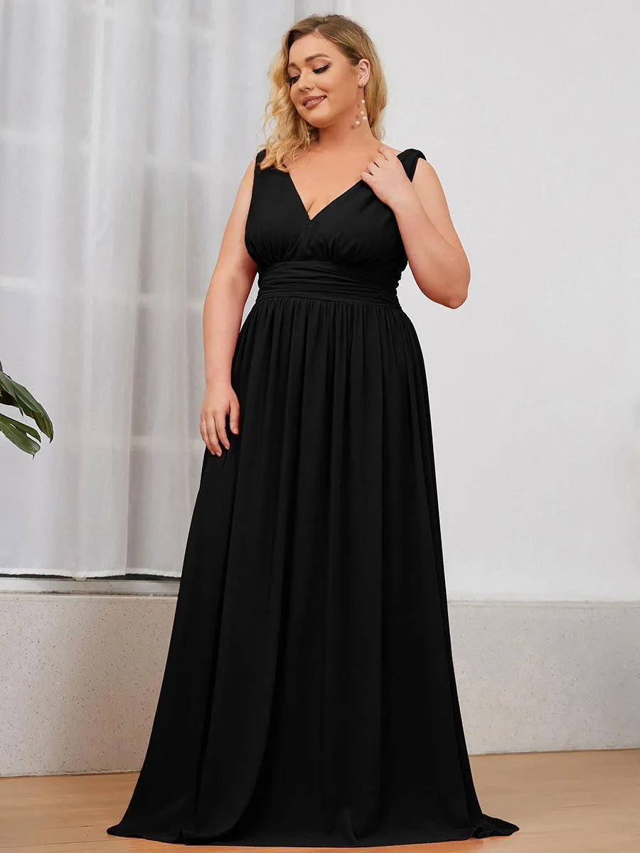 Taille personnalisée Robe de soirée sans manches plissé chiffon