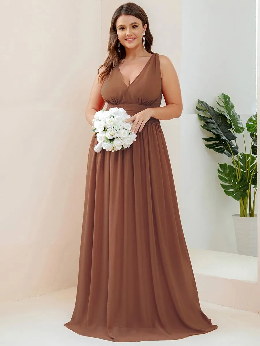 Taille personnalisée Robe de soirée sans manches plissé chiffon