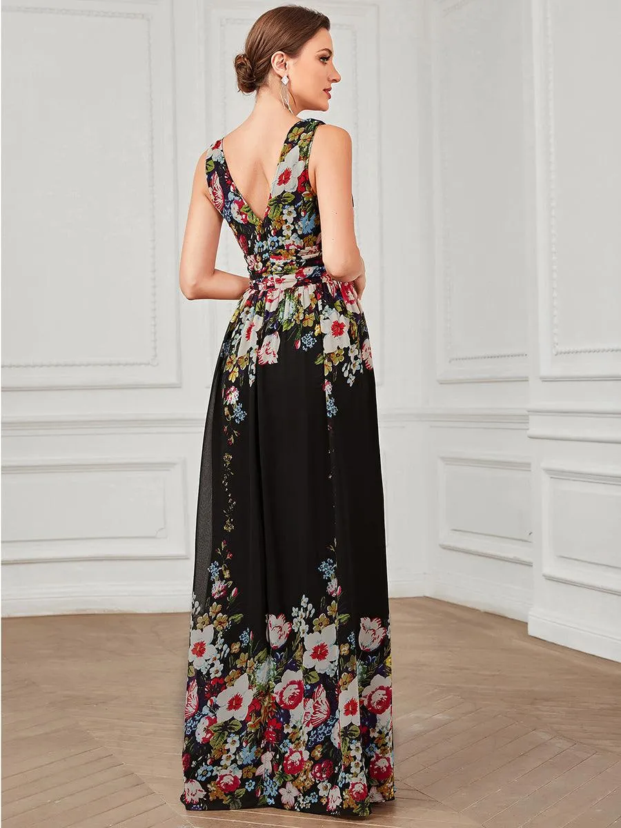 Taille personnalisée Robe de soirée sans manches plissé chiffon