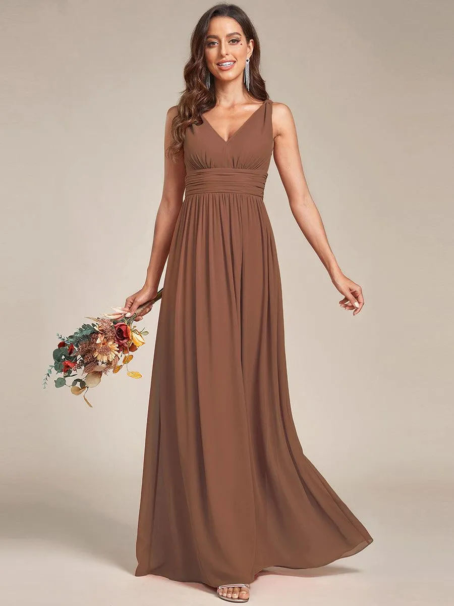 Taille personnalisée Robe de soirée sans manches plissé chiffon